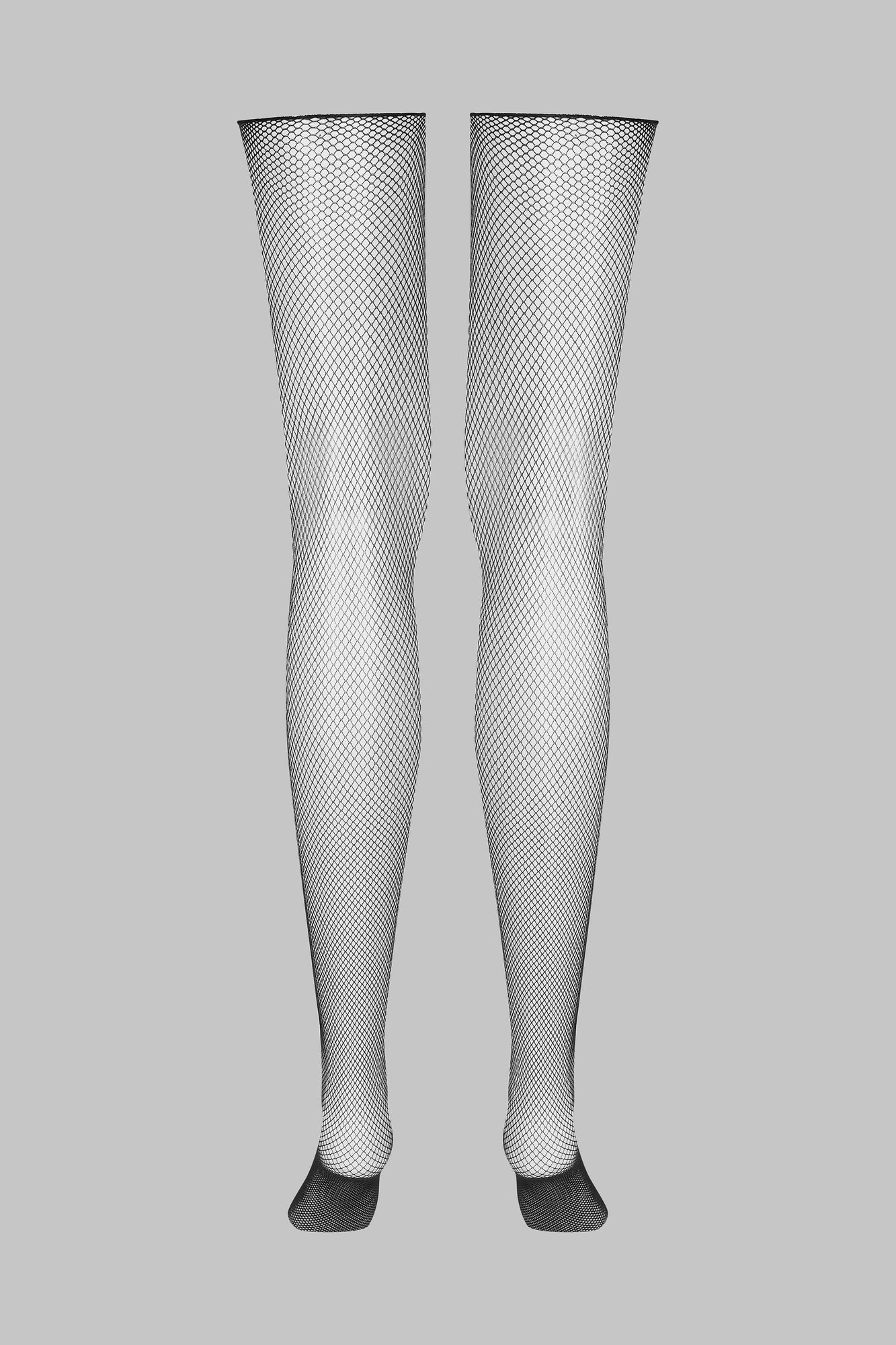 Fishnet cut and curled stockings - Les Coquetteries | Black