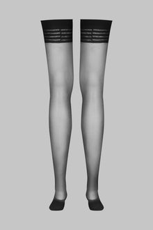 Striped garter stockings - 20D - Les Coquetteries | Black