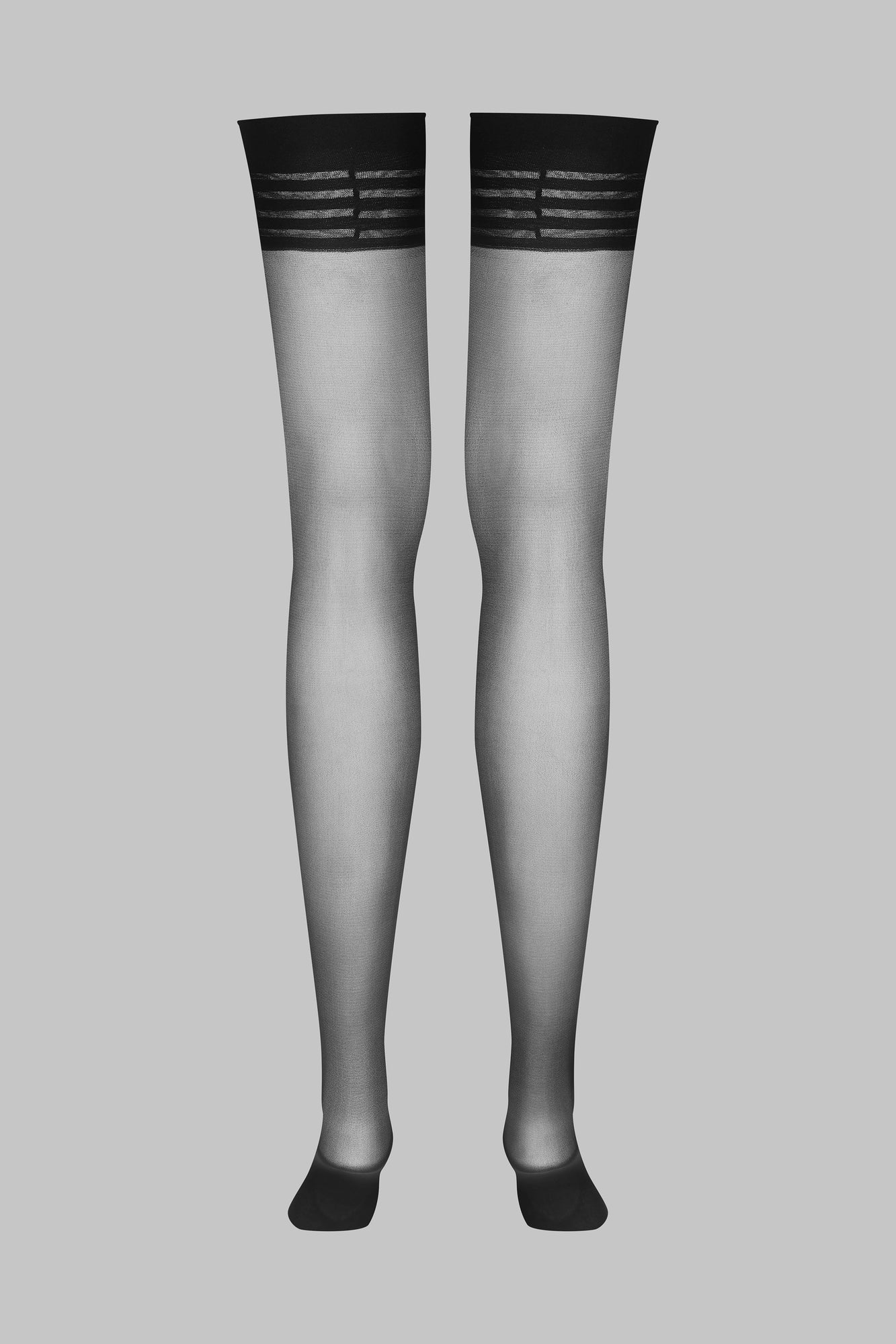 Striped garter stockings - 20D - Les Coquetteries | Black