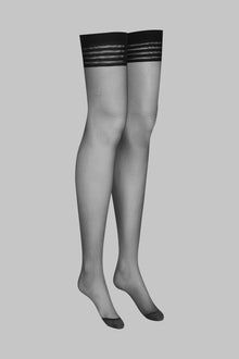 Striped garter stockings - 20D - Les Coquetteries | Black