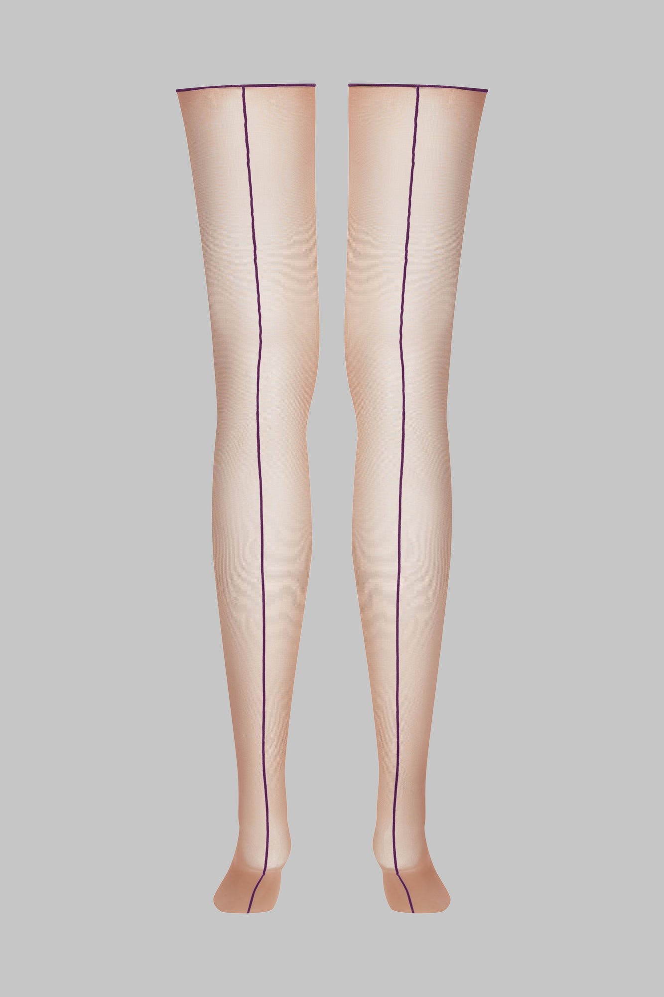Cut and curled back seamed stockings - 20D | Nude