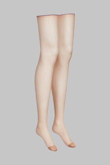 Cut and curled back seamed stockings - 20D | Nude