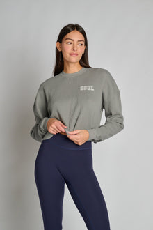 Soul by SoulCycle | Julia Long Sleeve Waffle | Grey