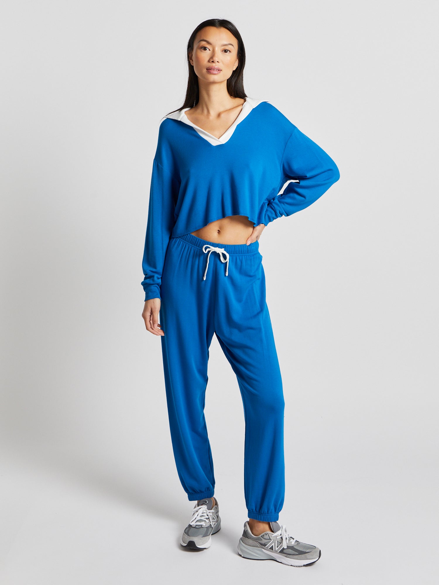 Splits59 | Joan Fleece Polo Sweatshirt | Blue