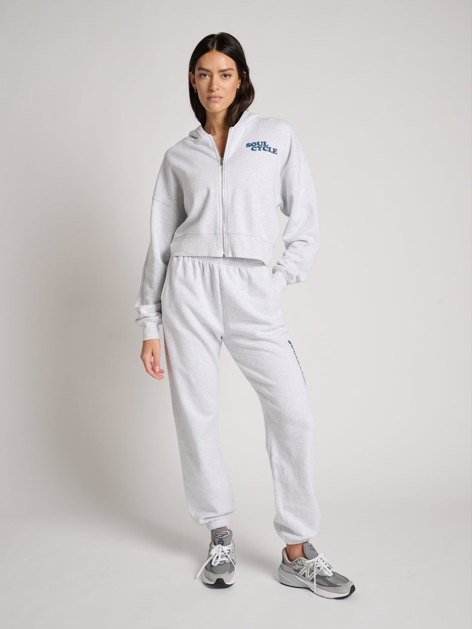 Soul by SoulCycle | Marissa Crop Zip | Light Heather Grey