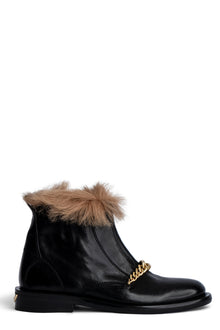 Laureen Hairy Lambskin  | Black