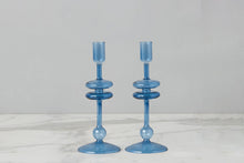 Glass Candlestick | Sapphire | Small | Set of 2