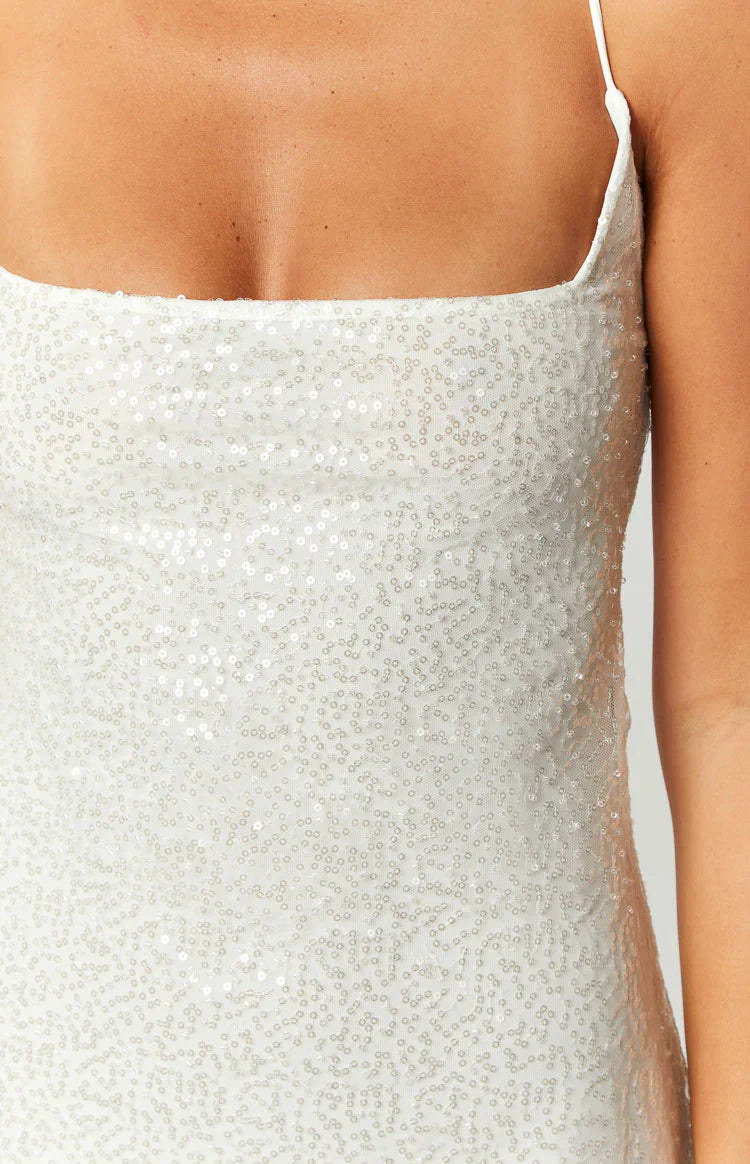 Say So Beaded Mini Dress | White
