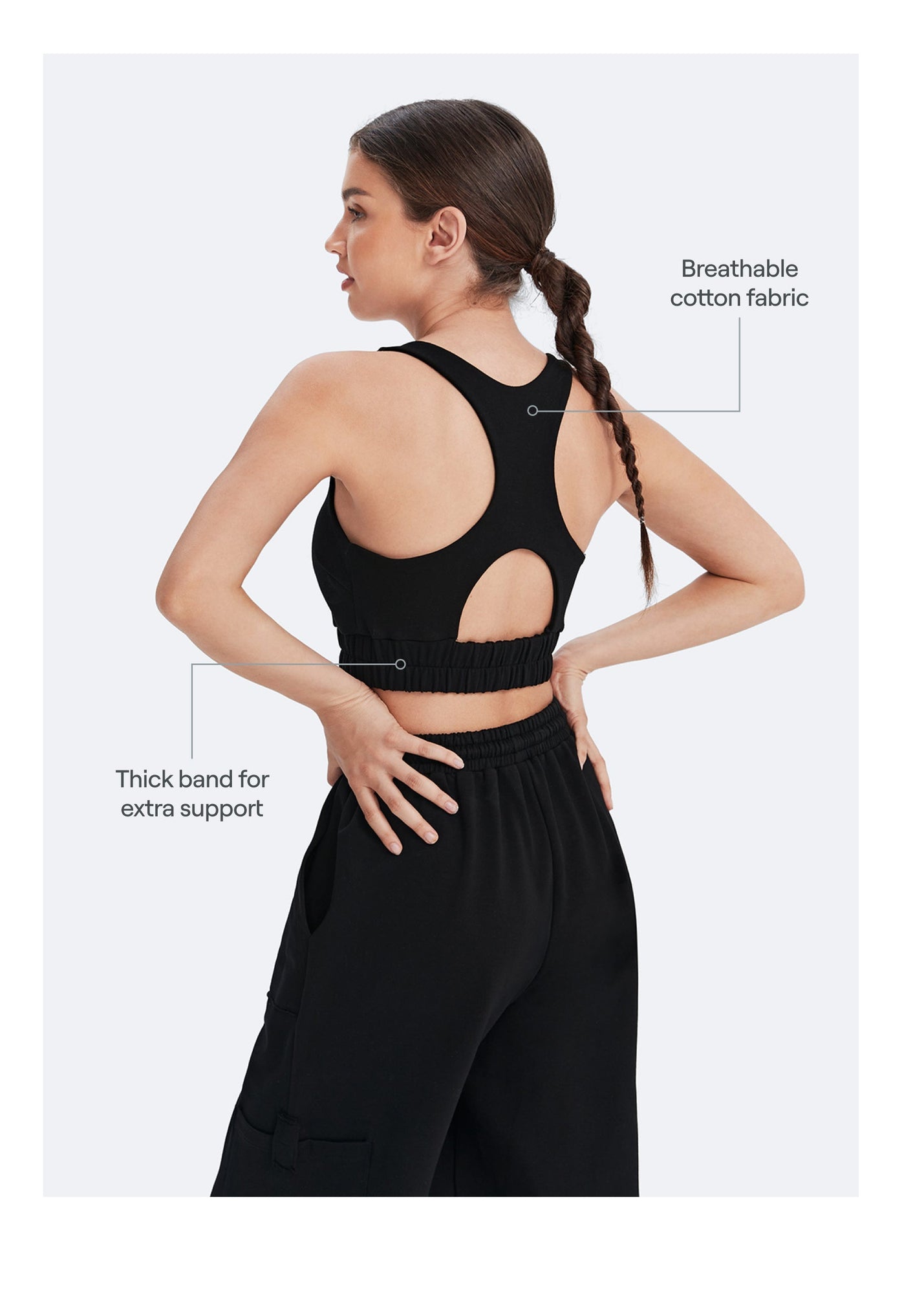 Scoop Neck Racerback Bra | Black