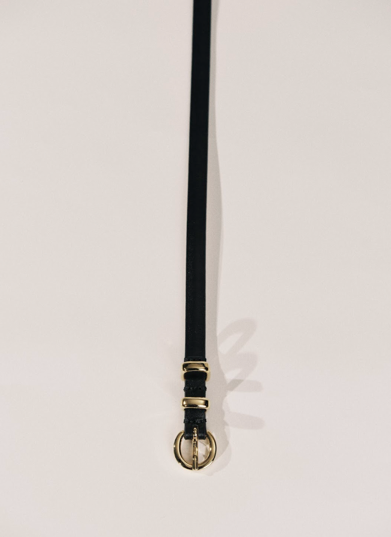 Thin Belt Belt | Black & 24K Gold