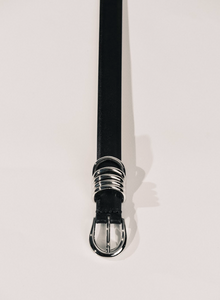 Mini Hollyhock Belt | Black & Silver