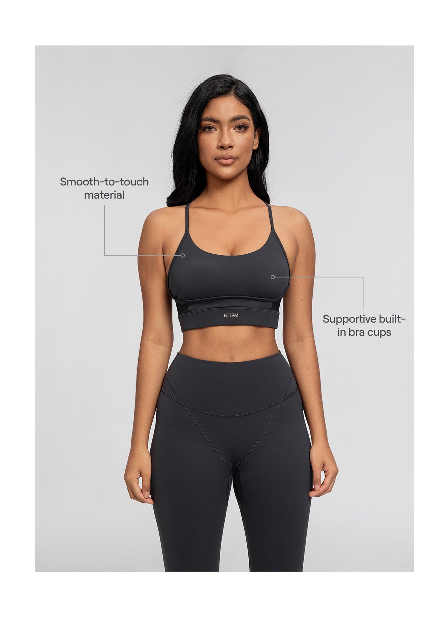 Seamless Crossback Bra | Charcoal