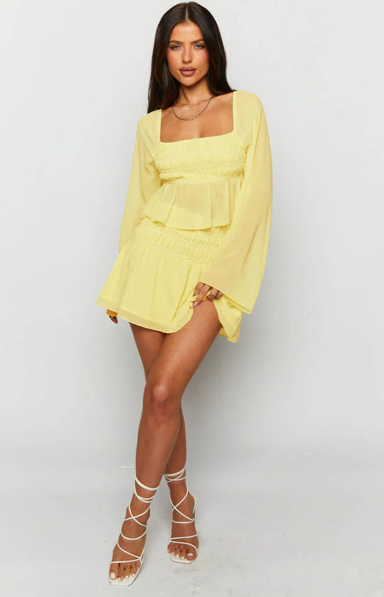 Sean Chiffon Long Sleeve Top | Yellow