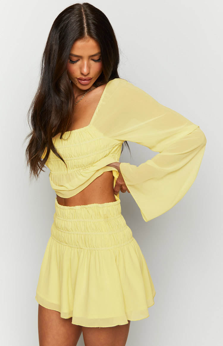 Sean Chiffon Mini Skirt | Yellow