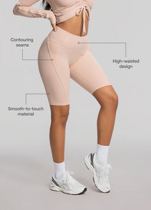 High-Waisted Performance Biker Shorts | Seashell