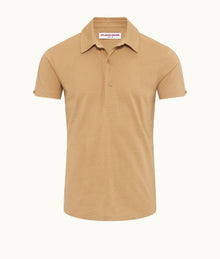 Sebastian Silk Tailored Fit Cotton-Silk Polo Shirt | Biscuit