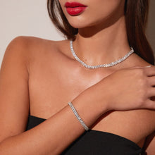 Model woman wearing diamond bracelet and necklace