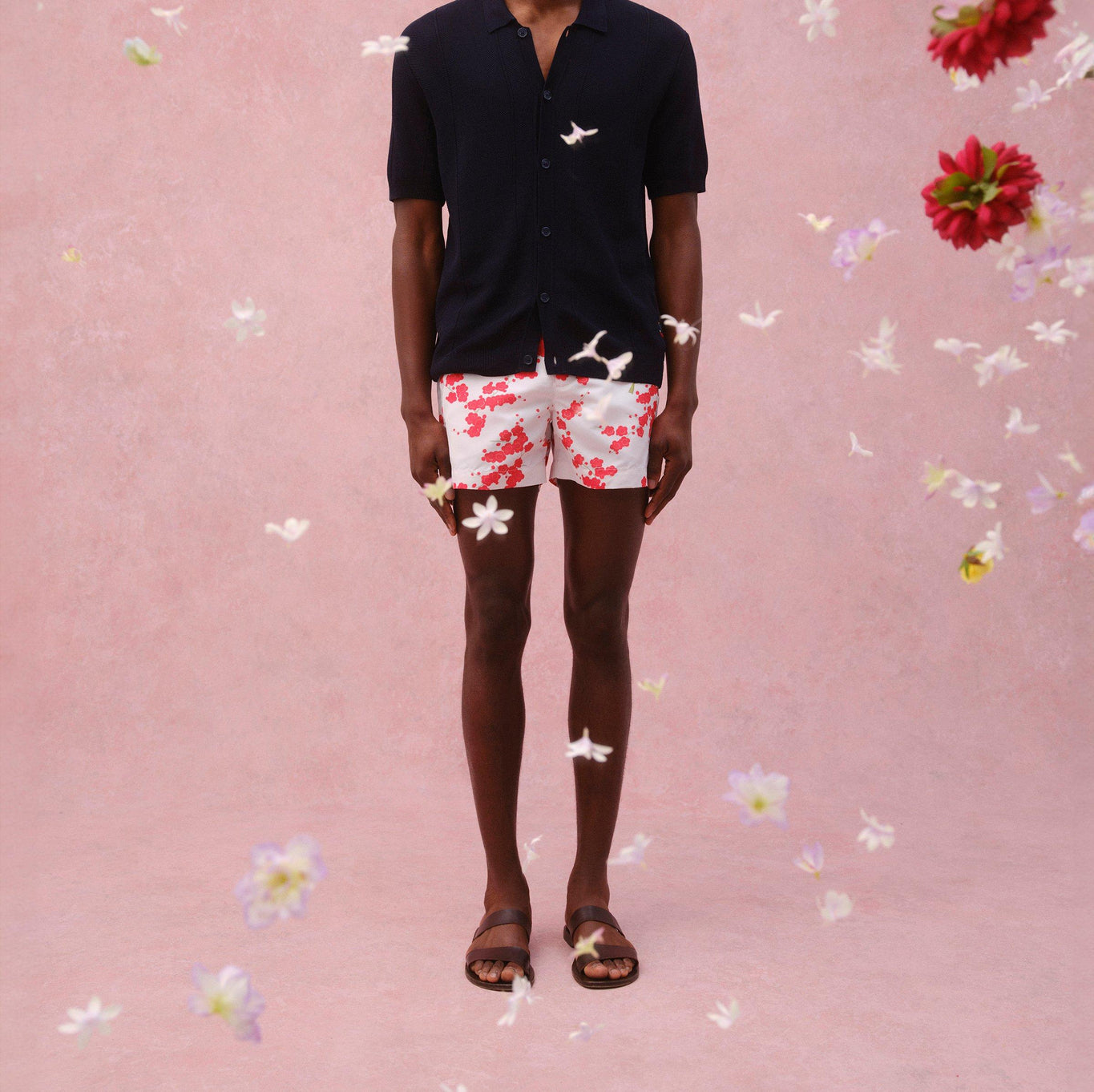 Setter Blossom Print Shorter-Length Swim Shorts | Red