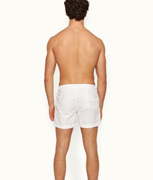 Setter Shorter-Length Tape Trim Swim Shorts | White