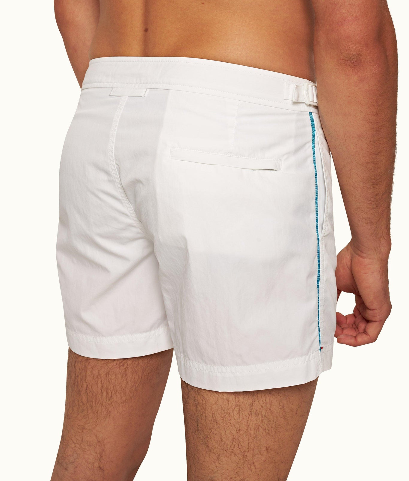 Setter Shorter-Length Tape Trim Swim Shorts | White