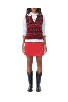 Shiny Corduroy Mini Skirt | High Risk Red