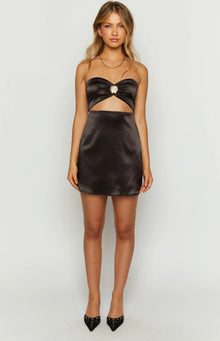 Shore Side Satin Strapless Mini Dress | Black