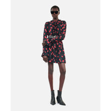 Short Cherry Printed Dress | Women | Black x Red