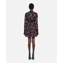 Short Cherry Printed Dress | Women | Black x Red