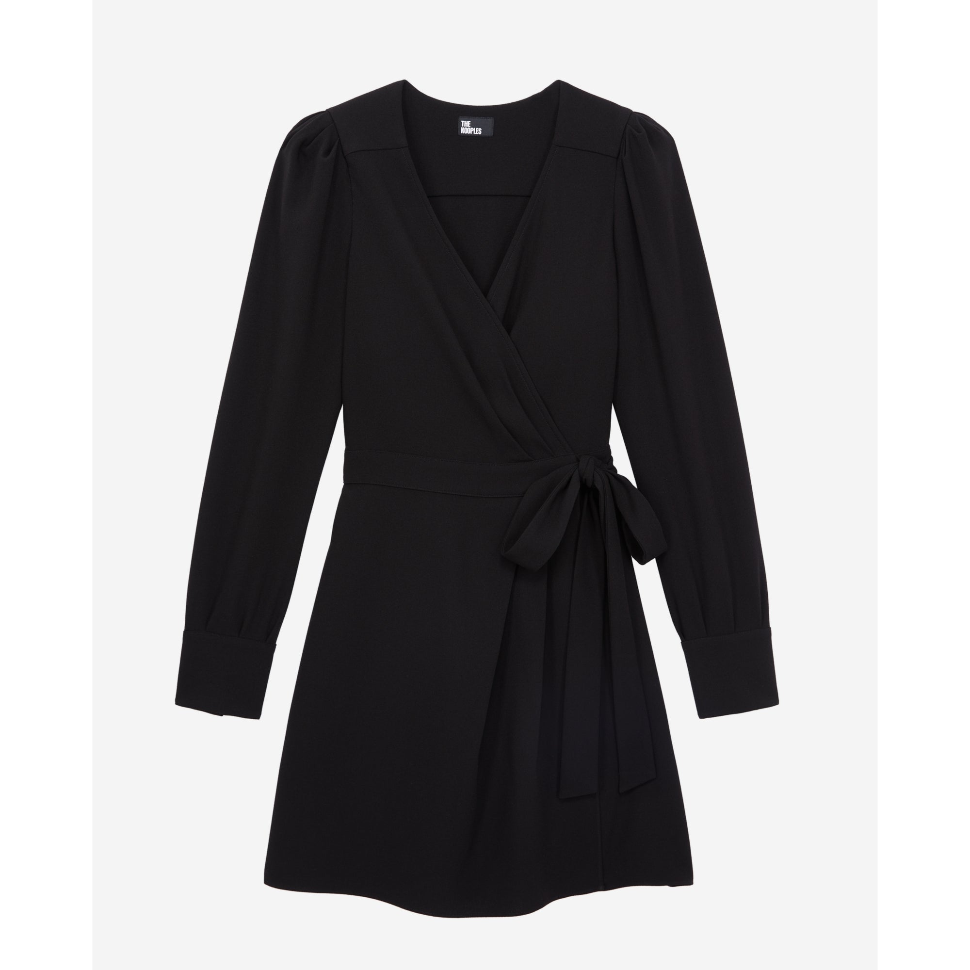 Short Crepe Wrap Dress | Women | Black