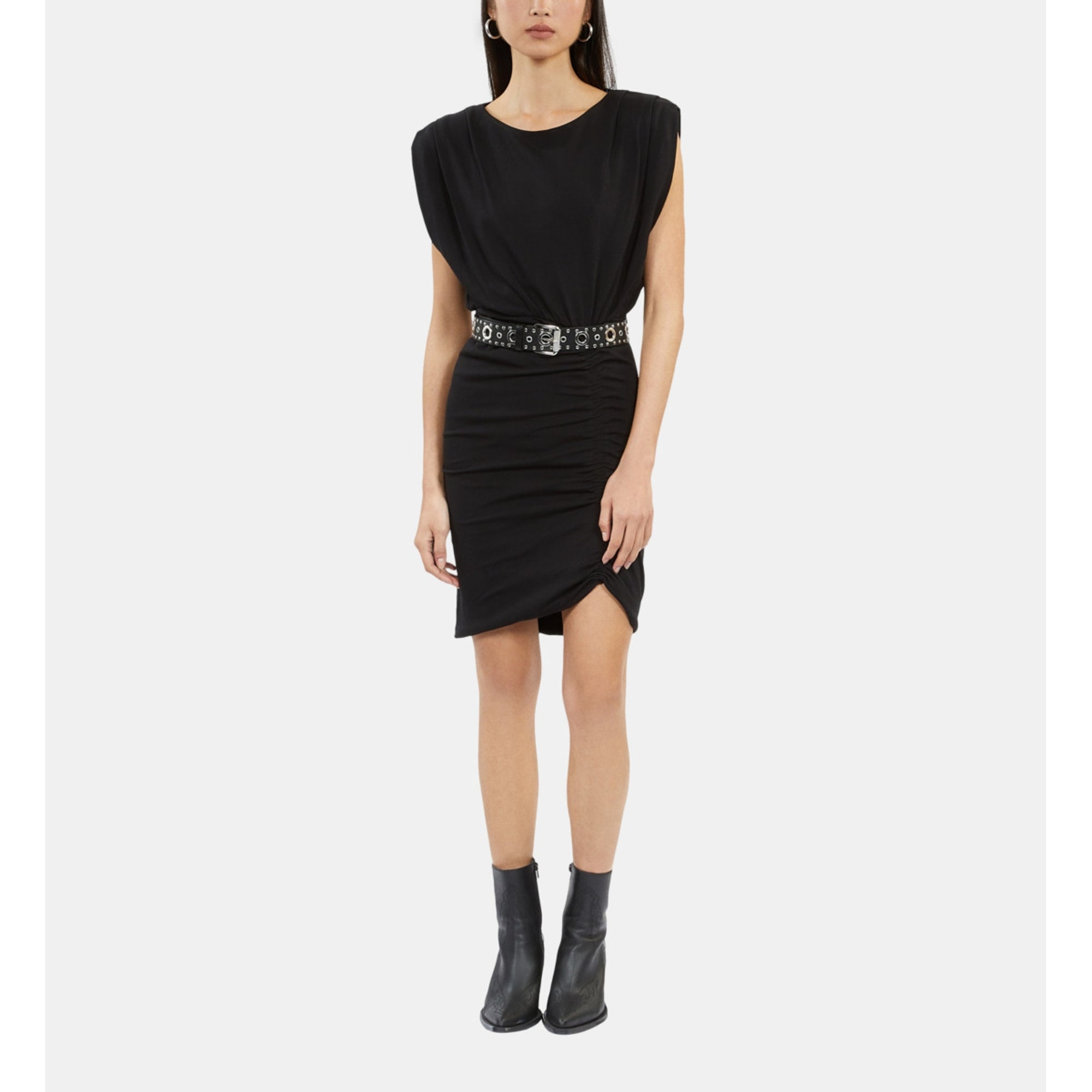 Short Dress With Shirring | Women | Black