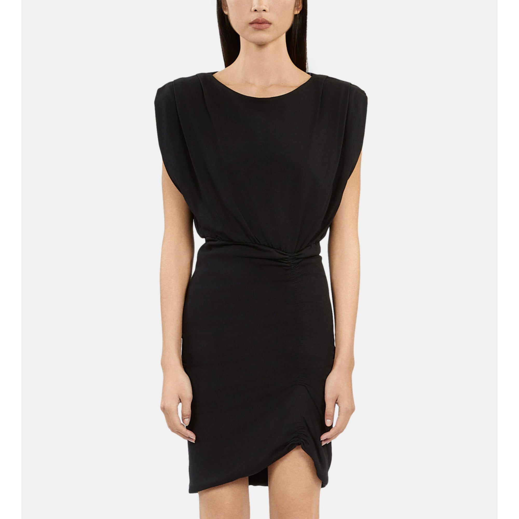 Short Dress With Shirring | Women | Black