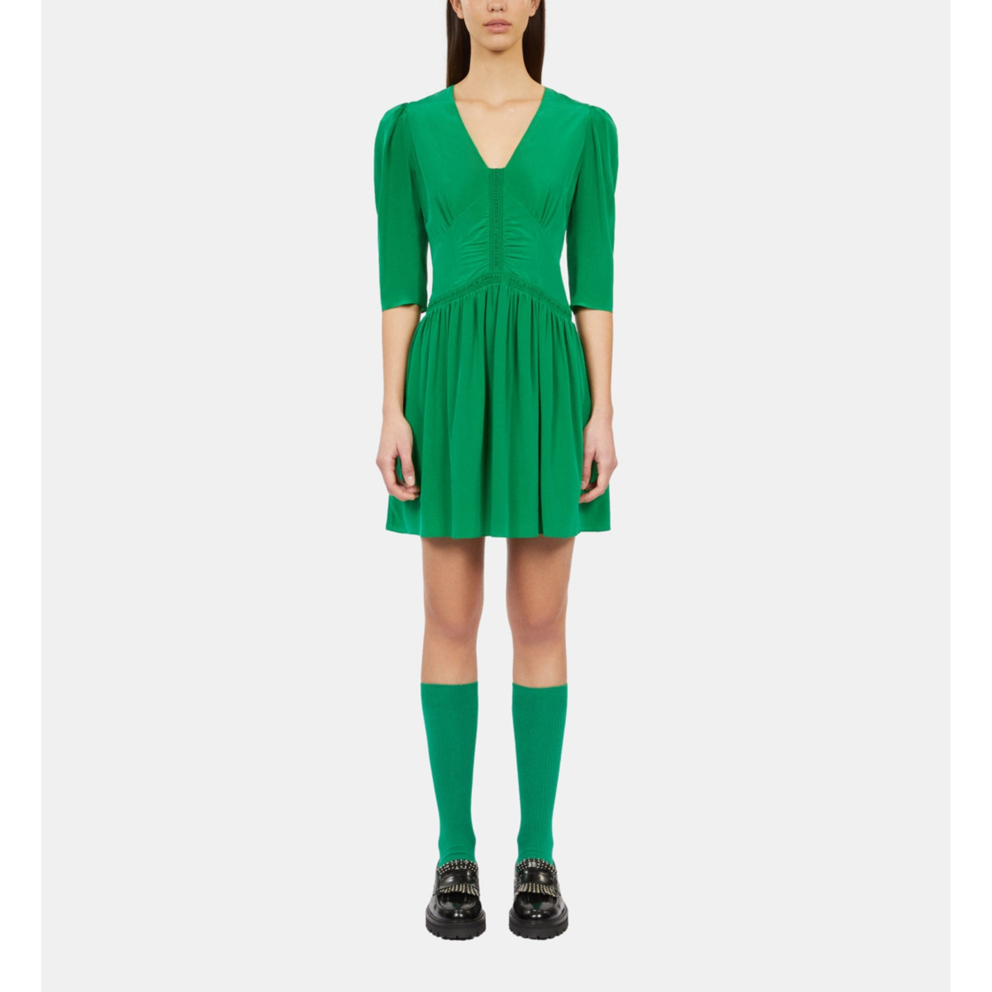 Short Dress With Shirring | Women | Green