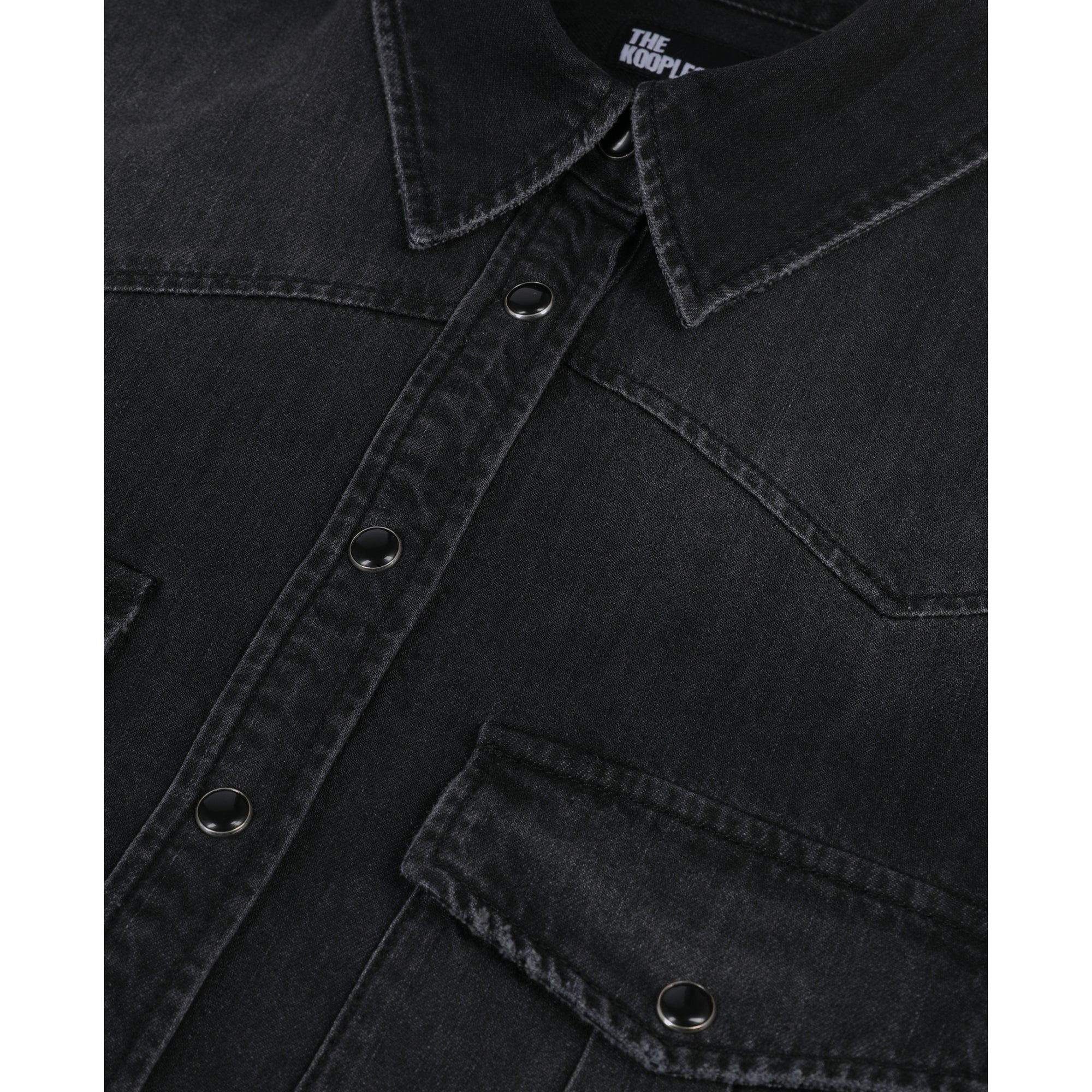 Short Grey Denim Shirt | Women | Black Washed