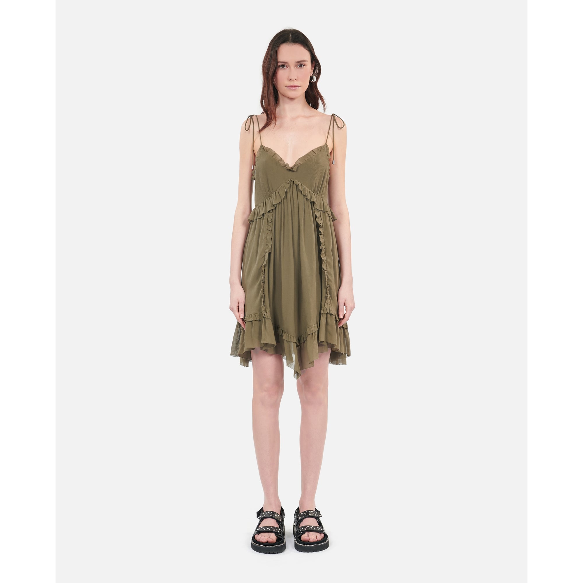 Short Silk Dress | Women | Khaki