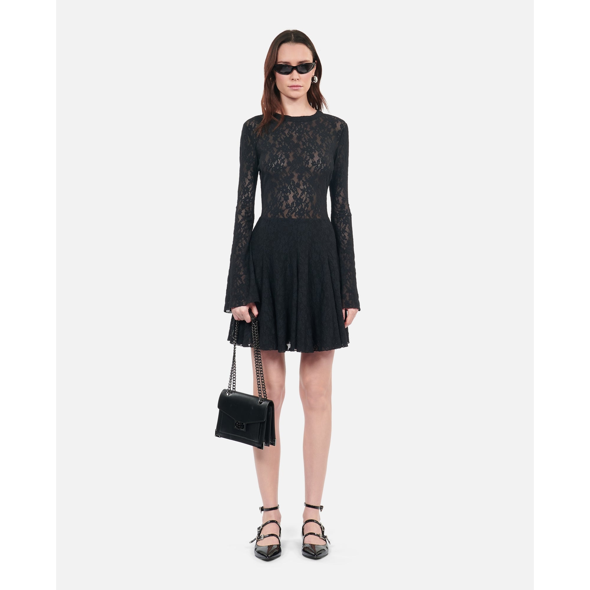 Short Lace Skater Dress | Women | Black