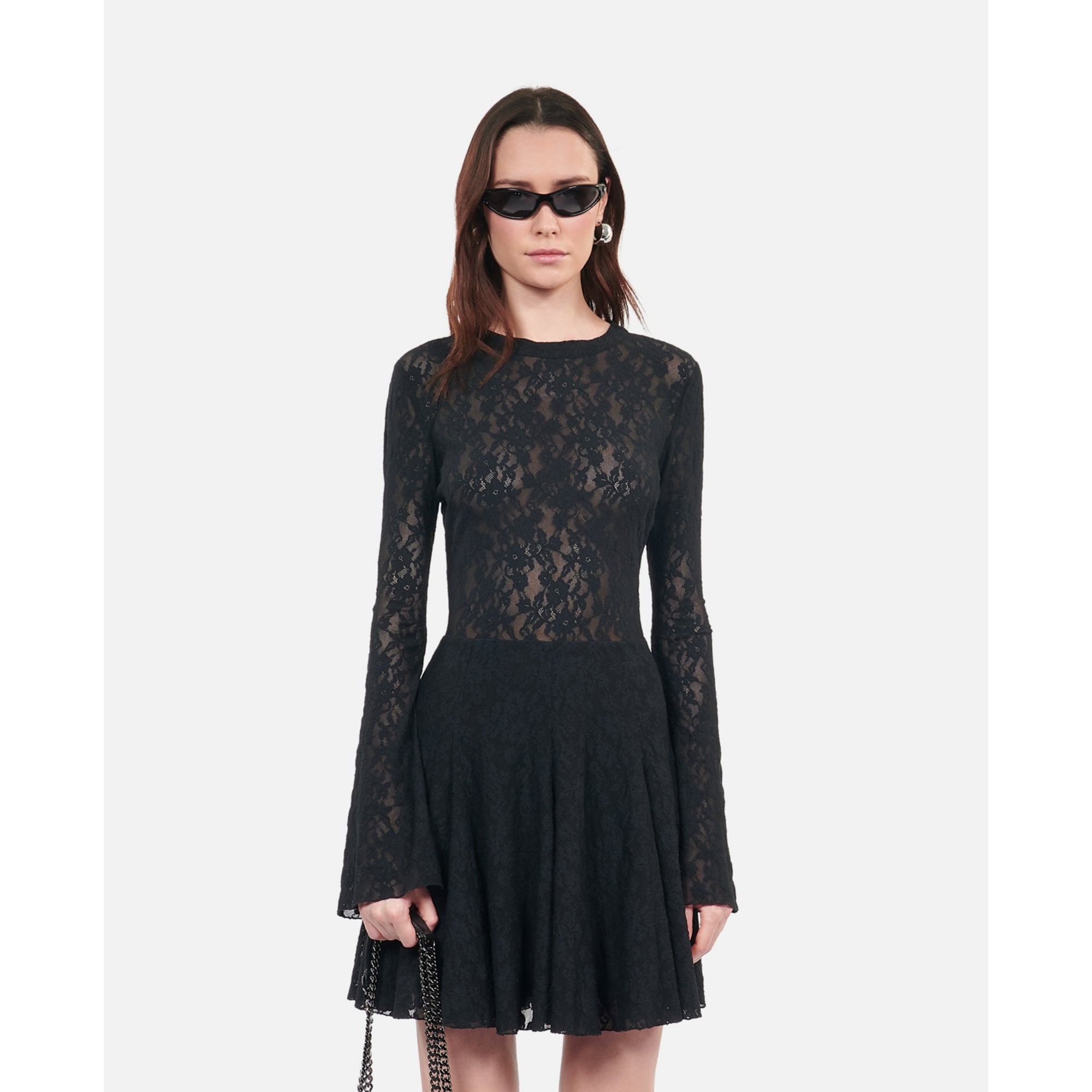 Short Lace Skater Dress | Women | Black