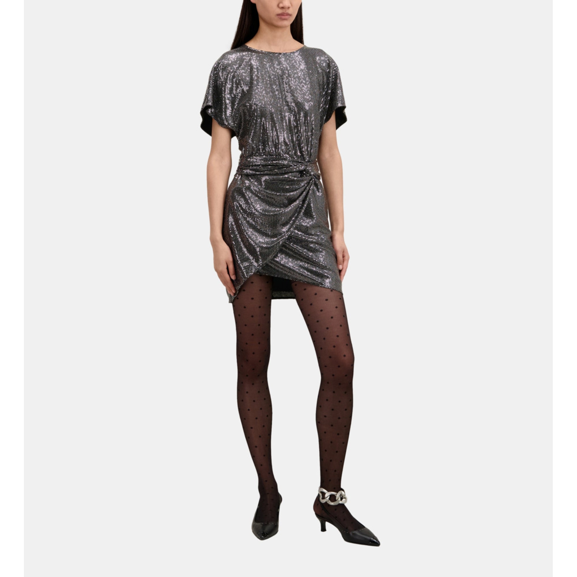 Short Metallic Dress | Women | Silver