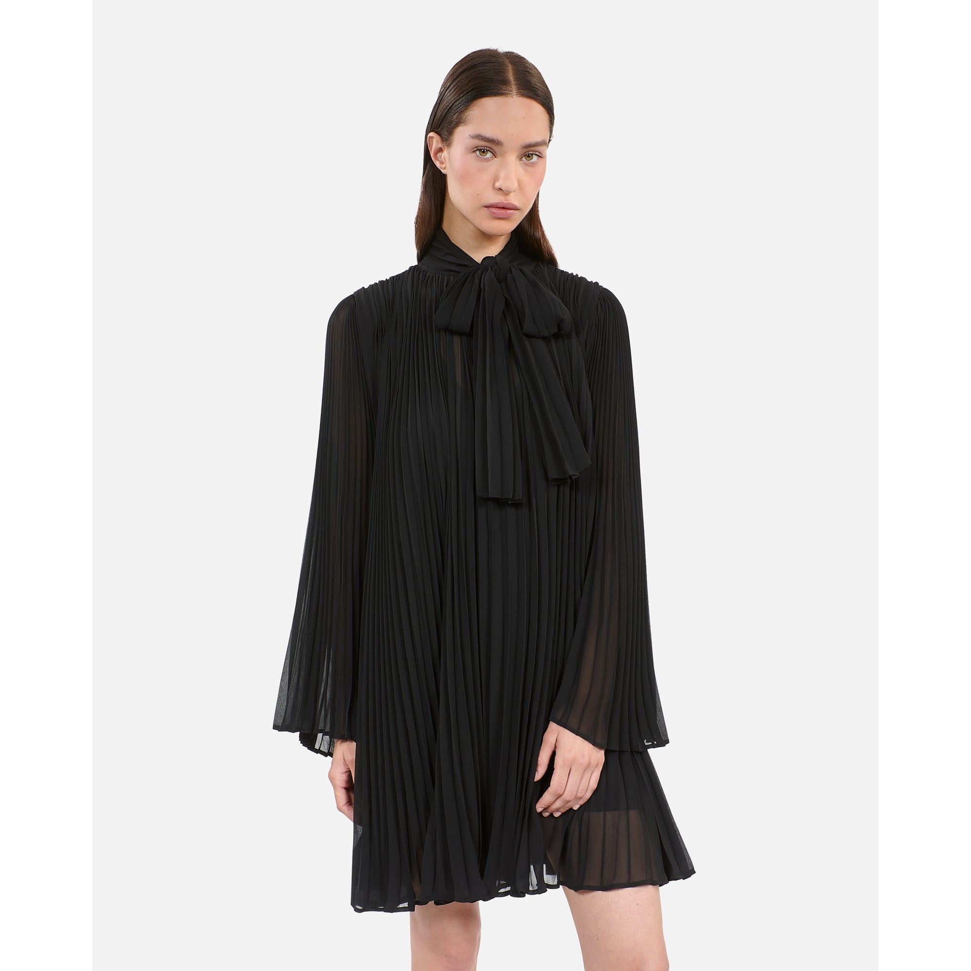 Short Pleated Dress | Women | Black