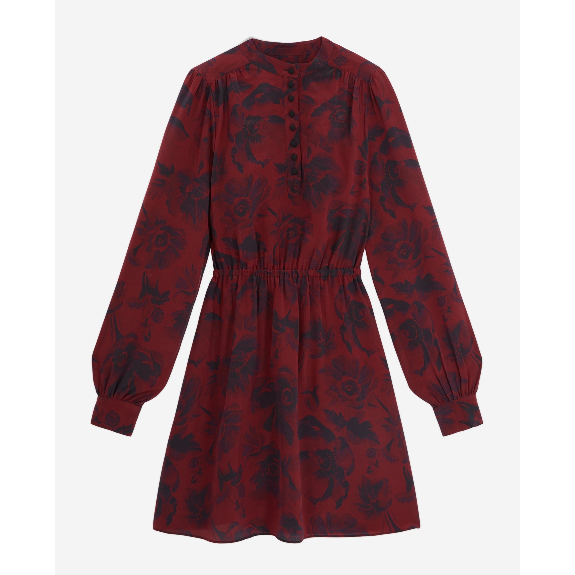 Short Printed Dress | Women | Black x Burgundy