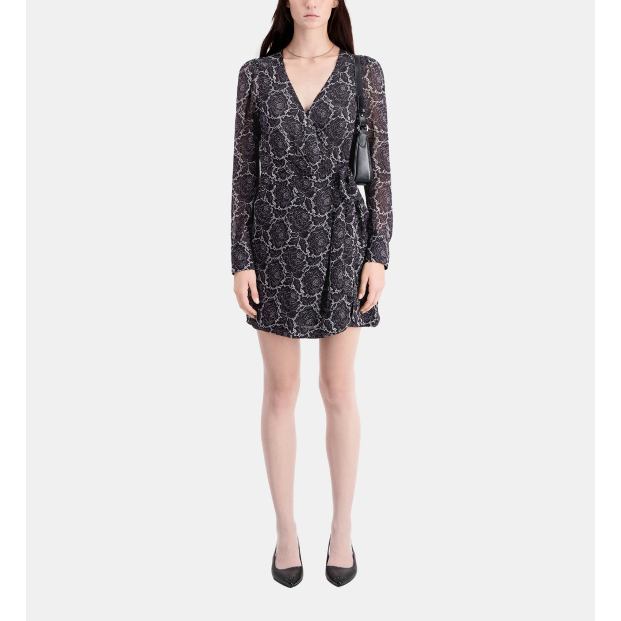 Short Printed Wrap Dress | Women | Black