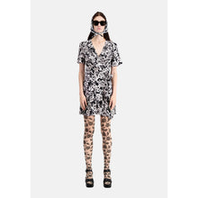 Short Printed Wrap Dress | Women | Black x Pink