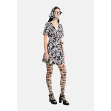 Short Printed Wrap Dress | Women | Black x Pink