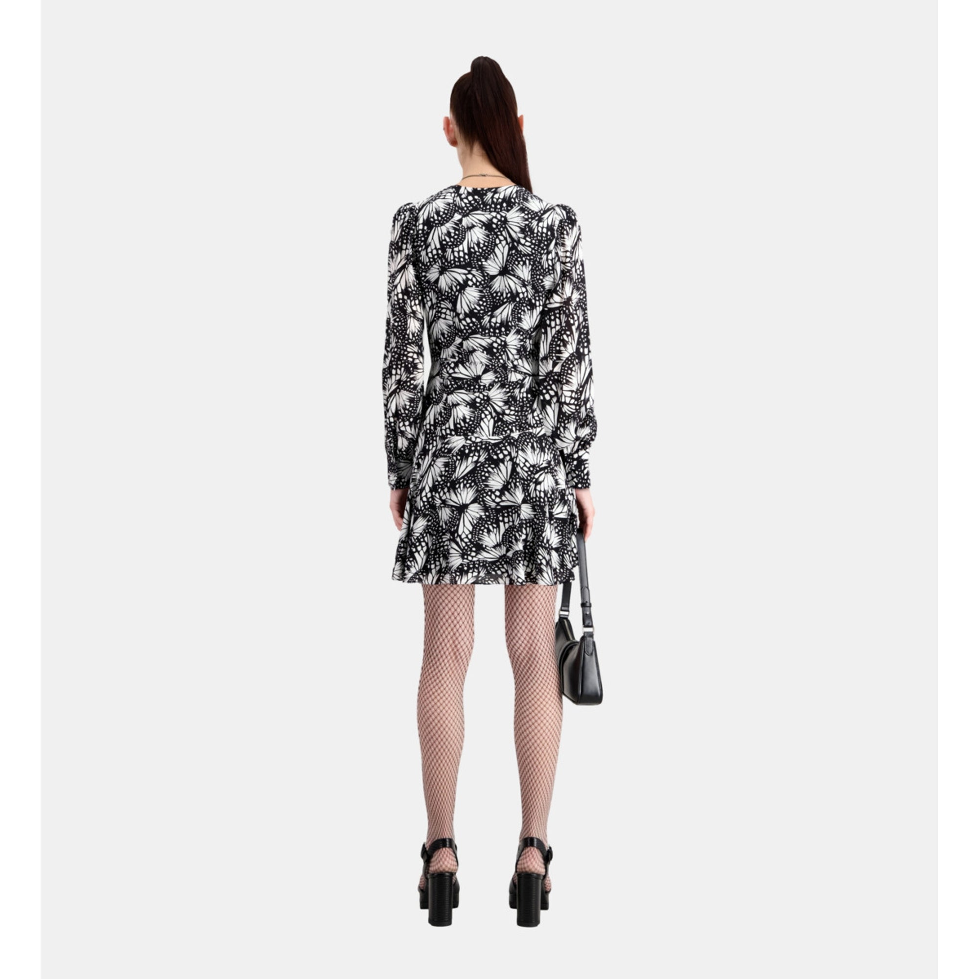 Short Printed Wrap Dress | Women | Black x White