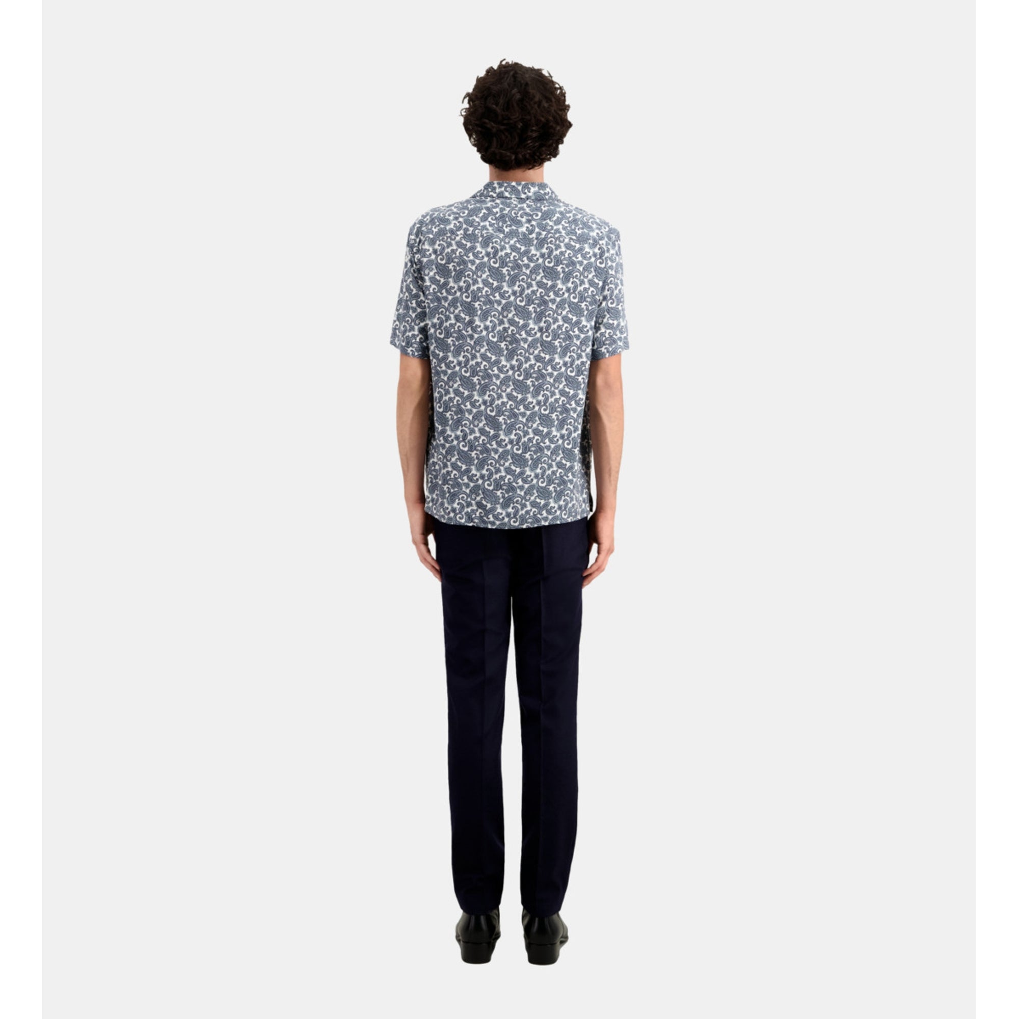 Short Sleeved Printed Shirt | Men | White x Blue