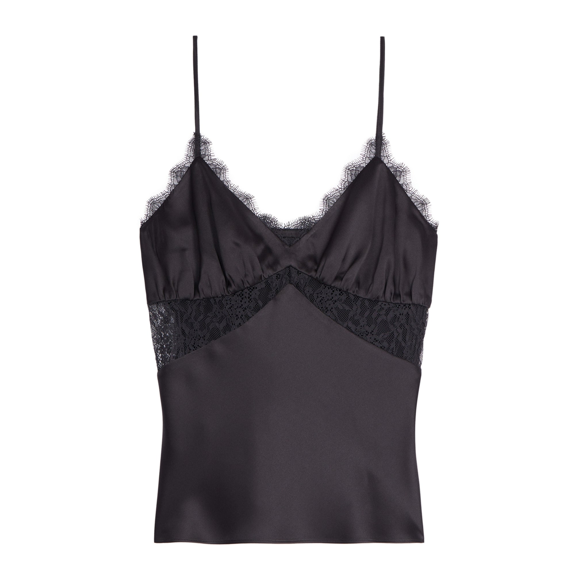 Silk Camisole With Lace | Women | Black