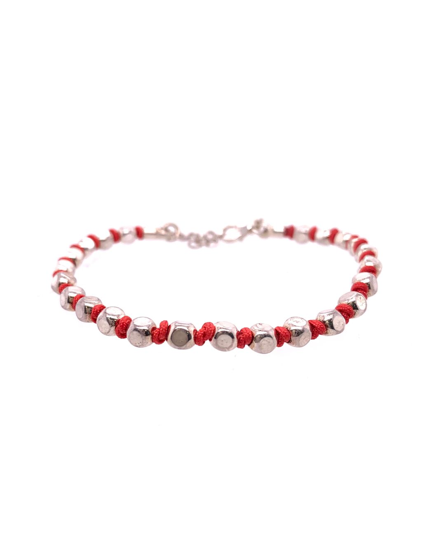 Silver Threaded Bracelet | Red