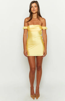 Silvia Satin Mini Dress | Yellow