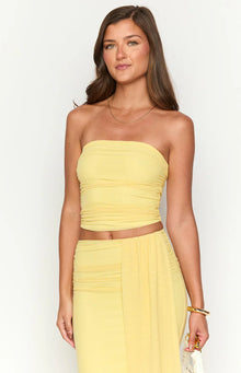 Silvie Strapless Crop Top | Yellow