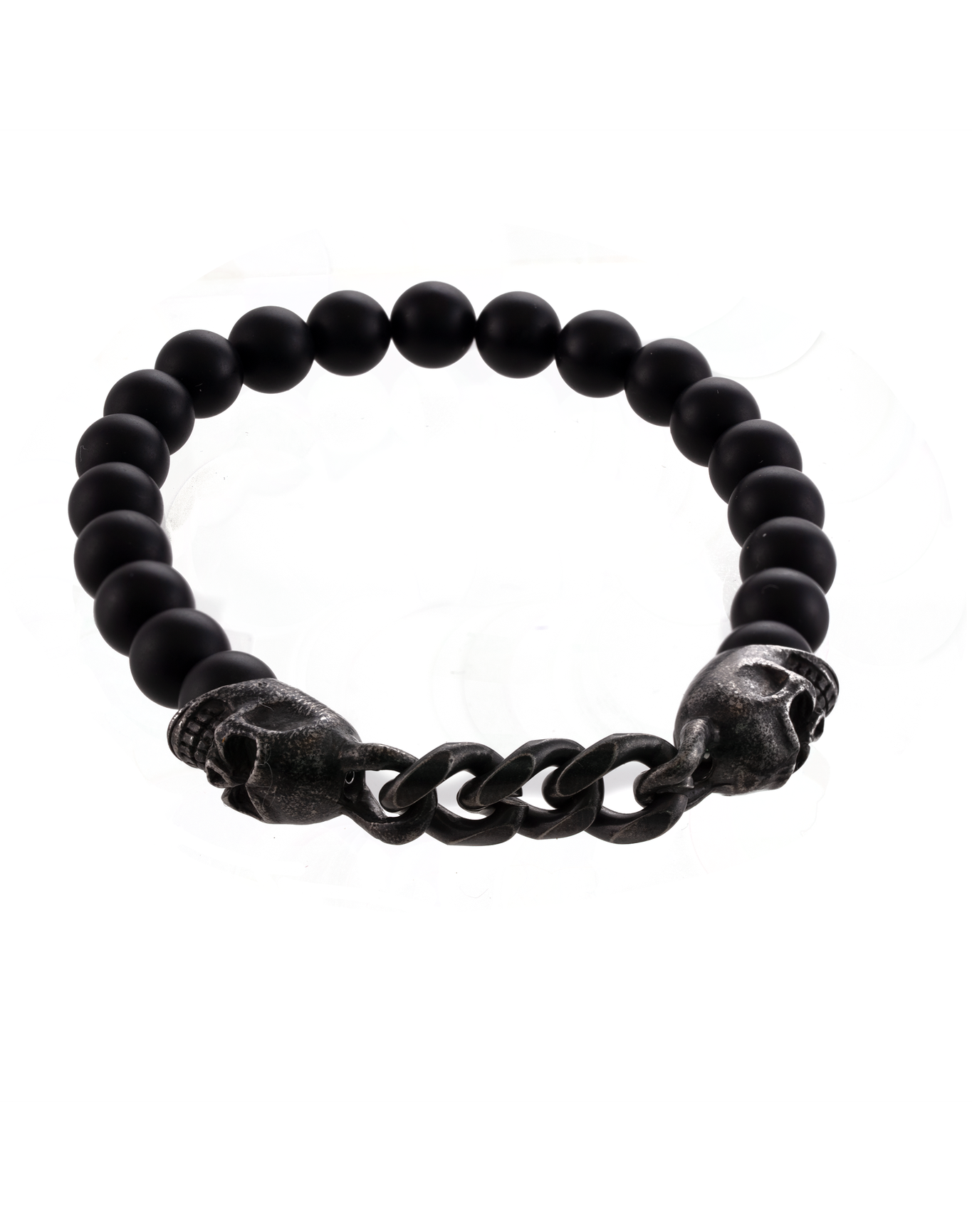 Skull and Beads Stretch Bracelet | Black