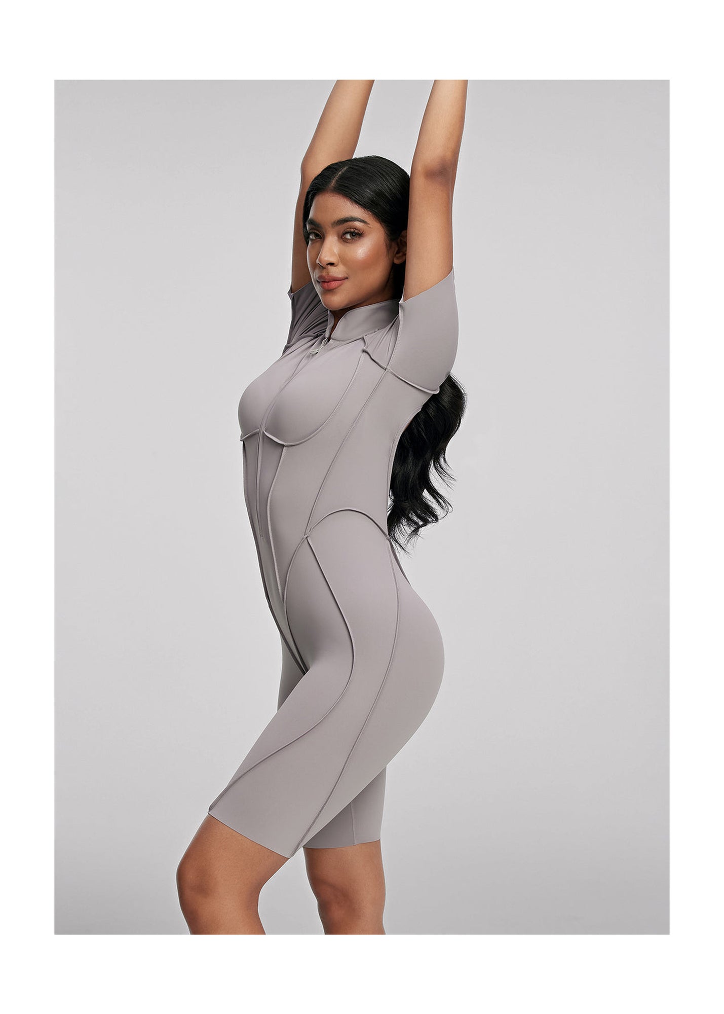 Sleek Shorts Catsuit | Cool Gray